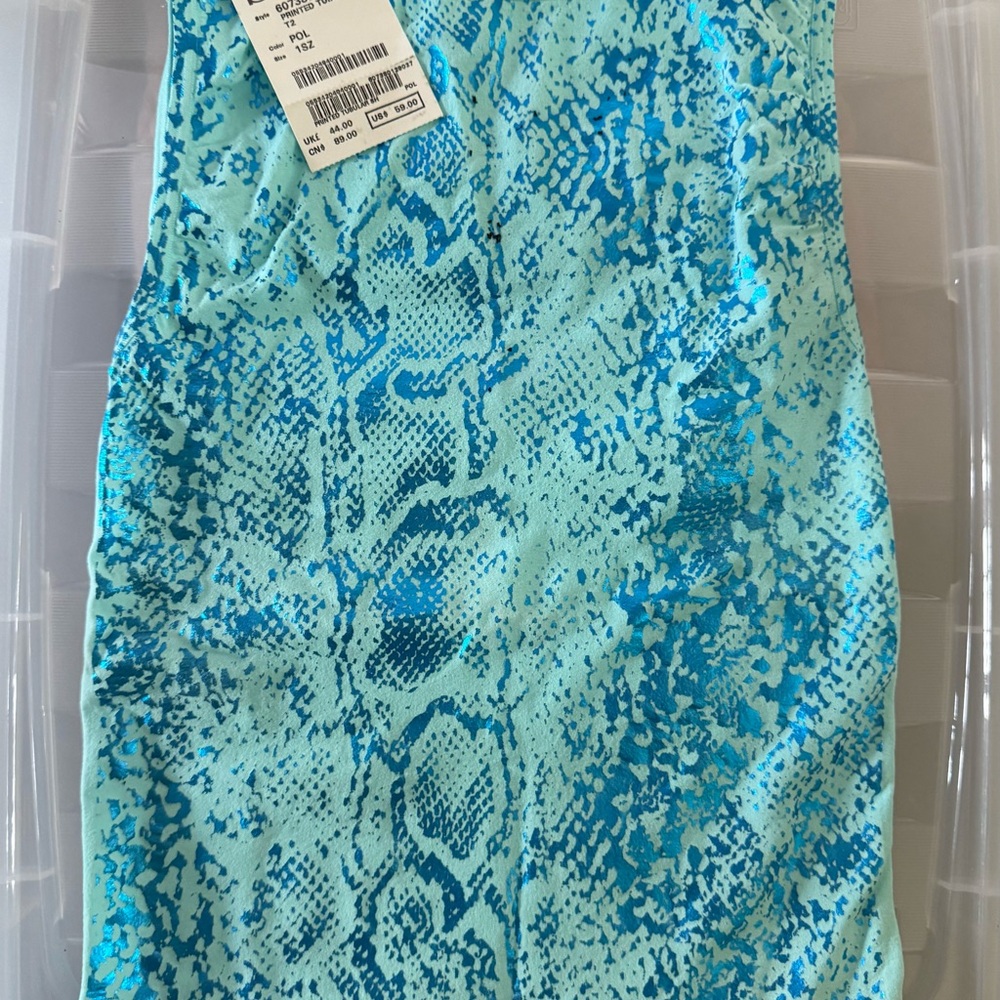 Bebe Aqua Snake Print Top